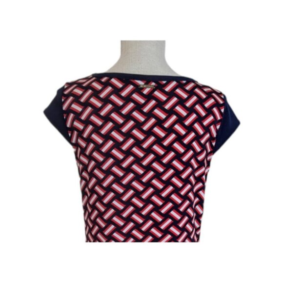 Michael Kors Navy Red Geometric Colorblock Shift Dress - Picture 5 of 5